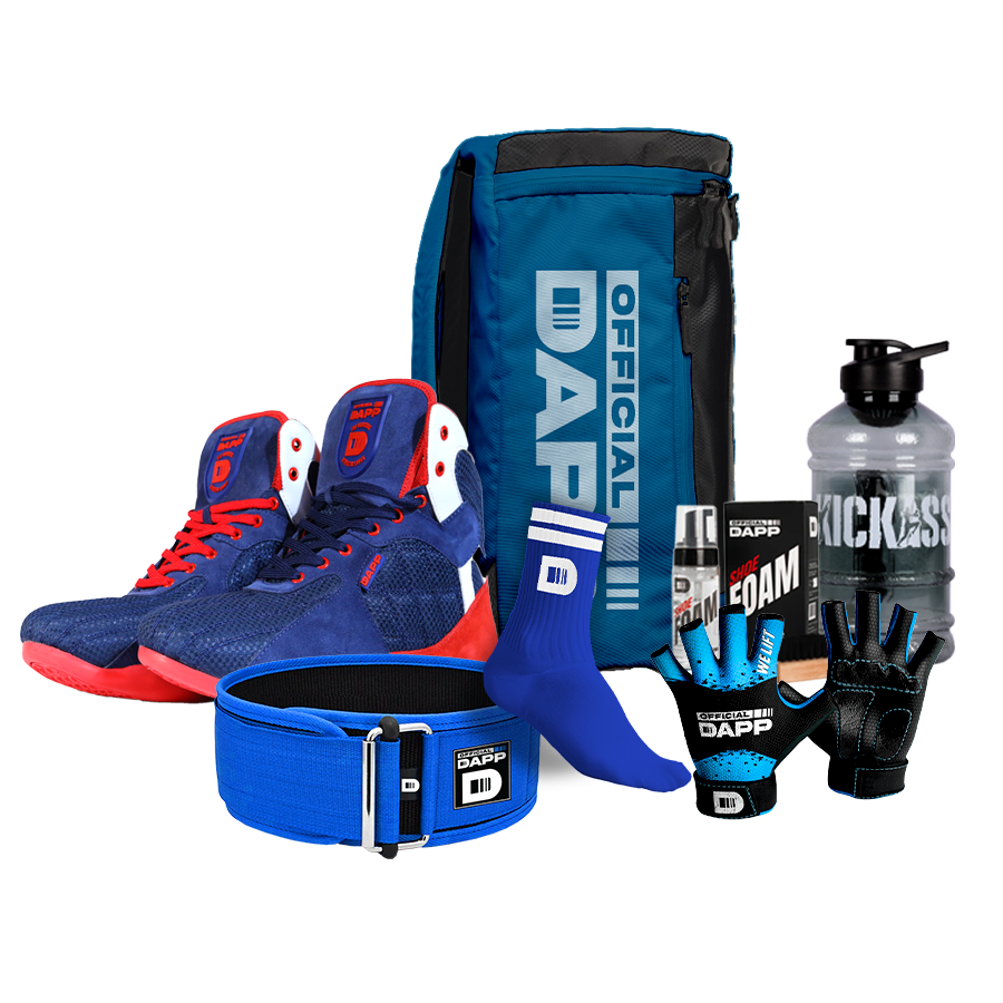 DAPP ActiveKit ATHLETE PRO Edition Patriot – Weightlifting Shoes, Belt, Gloves, Bag, Socks, Foam Cleaner kit, Gallon