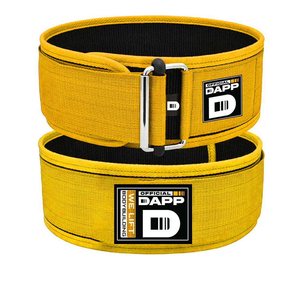 DAPP Weightlifting Belt – Heavy Duty Velcro Support | For Gym Squat, Deadlift, Workout - Yellow