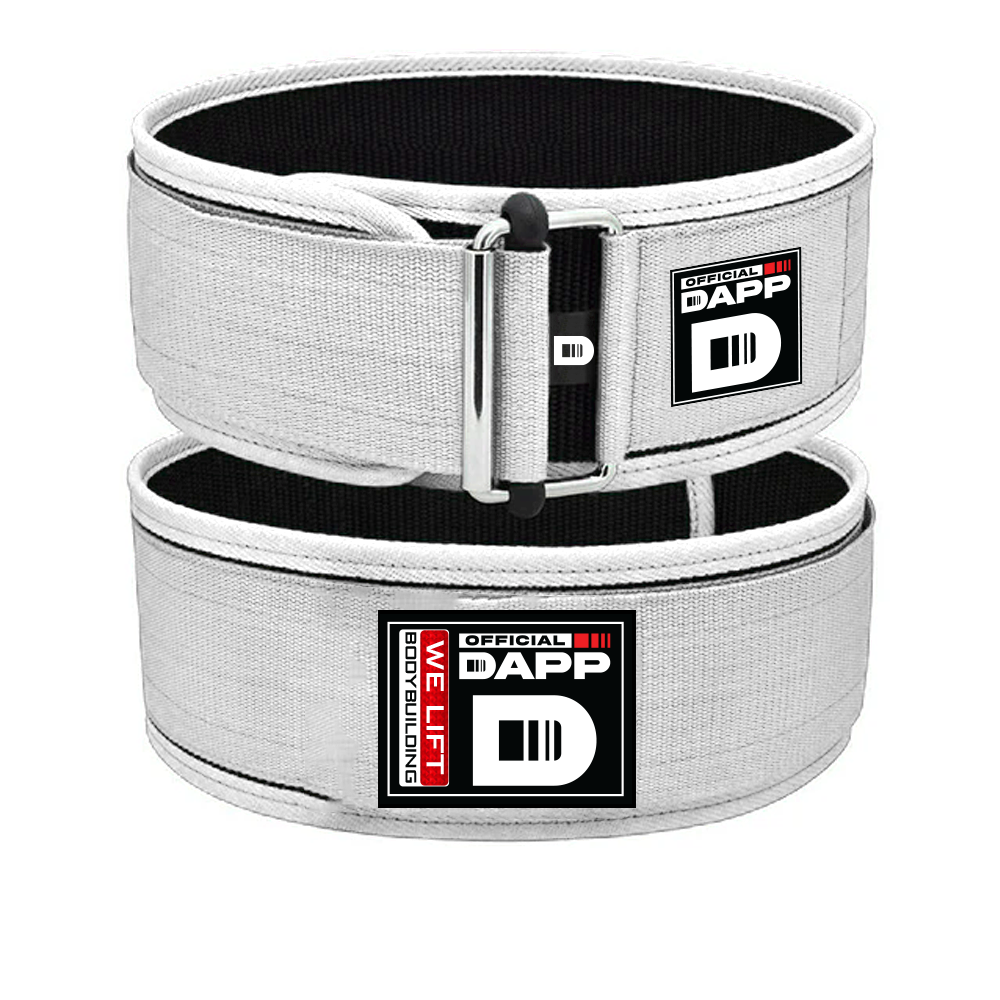 DAPP Weightlifting Belt – Heavy Duty Velcro Support | For Gym Squat, Deadlift, Workout - White