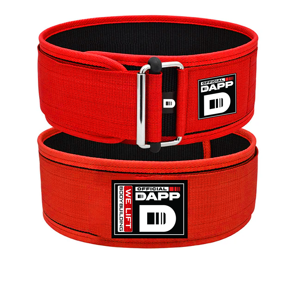 DAPP Weightlifting Belt – Heavy Duty Velcro Support | For Gym Squat, Deadlift, Workout - Red