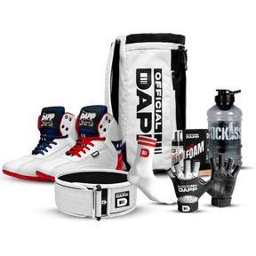 DAPP ActiveKit ATHLETE Edition WhiteRed – Weightlifting Shoes, Belt, Gloves, Bag, Socks, Foam Cleaner kit, Gallon