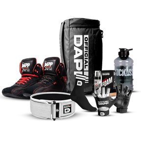 DAPP ActiveKit X Edition Black – Weightlifting Shoes, Belt, Gloves, Bag, Socks, Foam Cleaner kit, Gallon