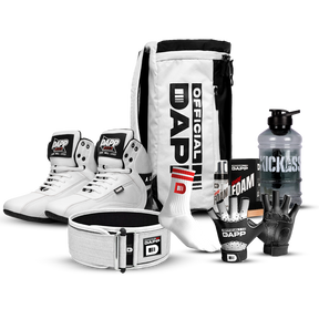 DAPP ActiveKit White Edition – Weightlifting Shoes, Belt, Gloves, Bag, Socks, Foam Cleaner kit, Shaker